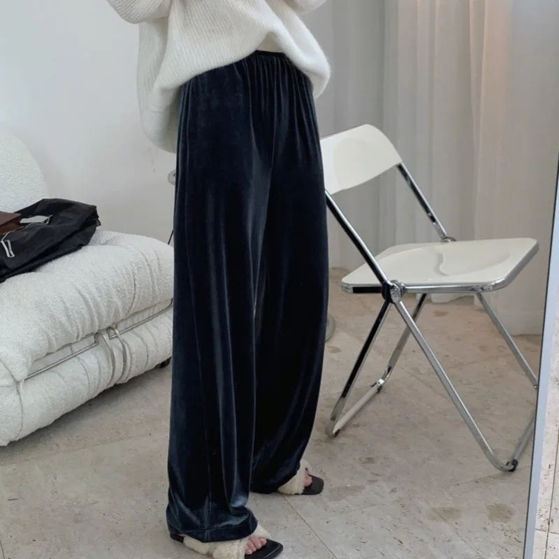 

DEAT Autumn And Spring Fashion Casual High Waist Straight Wide Leg Pants Loose Slim Solid Color Long Pants For Women 2021 SF475