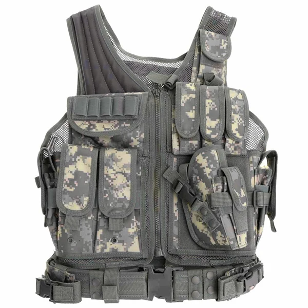 ACU Полицейский военный тактический жилет Wargame Body Armor спортивная одежда Molle штурмовой страйкбол Пейнтбол Перевозчик Strike жилет с кобурой - Цвет: ACU