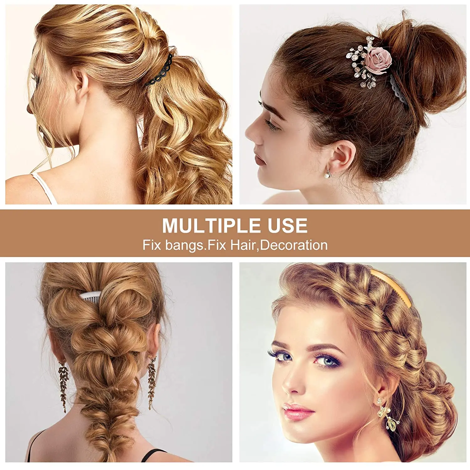 

24 Pieces Hair Comb Plastic Hair Side Combs, Straight Teeth Hair Clip Comb Bridal Wedding for Fine Hair for Girls Women