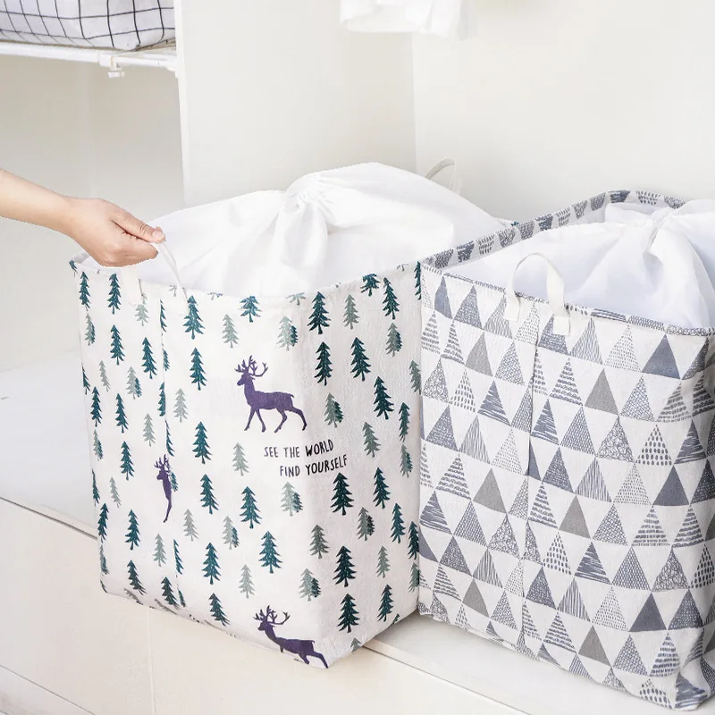 Складная корзина для хранения из хлопка и льна влагостойкая одежды одеял на
