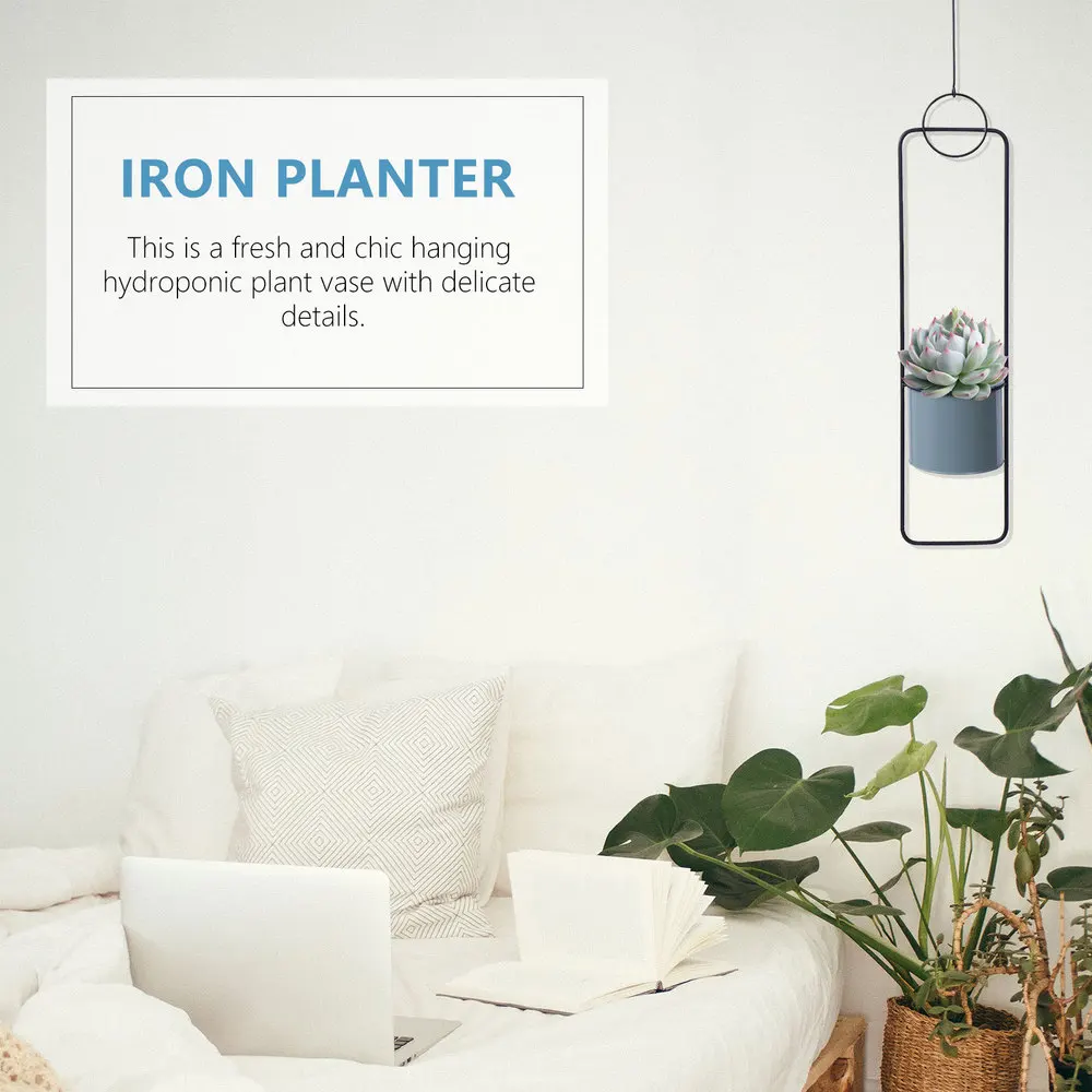 

Hanging Iron Art Hydroponic Vase Planter with Hook for Indoor and Outdoor
