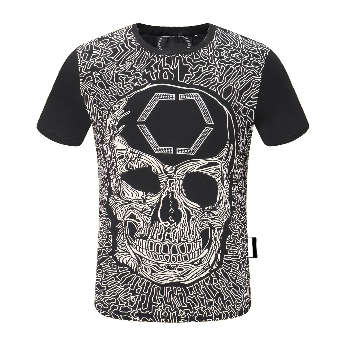 

2021ss Summer Fashion Tshirt Men PP Teddy Bear Rhinestones Casual Short-Sleeved Tees Hip Hop O-Neck T Shirts Men Clothing