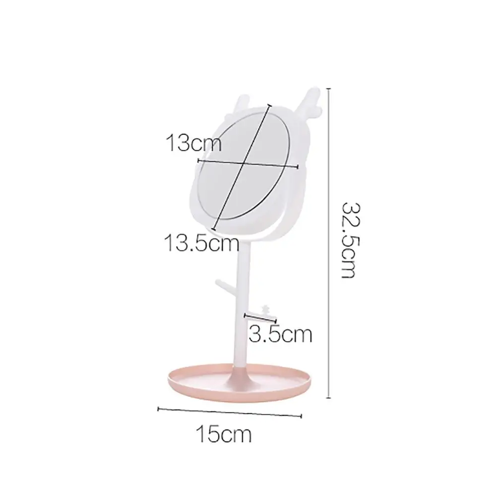 

Rotary Makeup Mirror Desktop Dressing Mirrors With Storage Tray Dormitory Desktop Princess Beauty Mirror