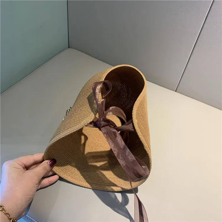 

202104-dudu-wenwen new summer paper Pastoral French rhinestone bowknot holiday lady leisure sun cap women leisure hat