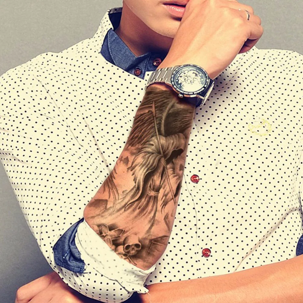 Крутая Мода Панк Череп шаблон временная татуировка Водонепроницаемая Мужская o