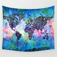 150130 cm vintage world map blanket cosmos galaxy polyester wall hanging tapestry home living room office background decor