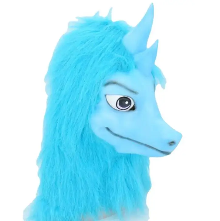 

Anime Movie Raya and The Last Dragon Sisu Costume Latex Headgear Blue Dragon Wig for Adult Halloween Carnival Cosplay Party