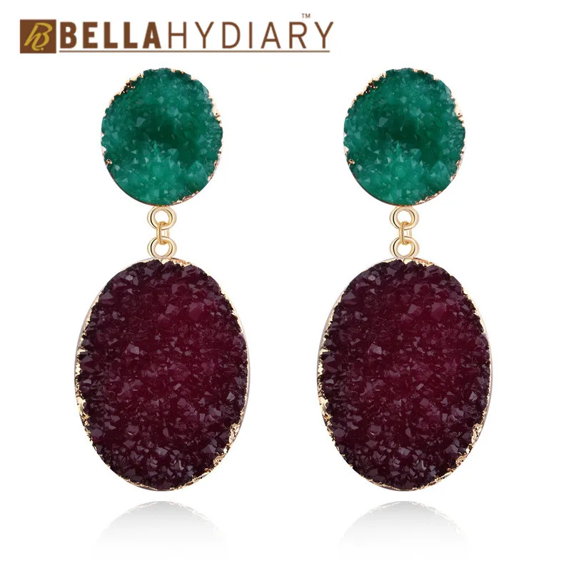 Bijoux необычные серьги из смолы Druzy, большие геометрические Висячие серьги для женщин, ювелирное изделие, массивные серьги Mujer Moda Ohrringe