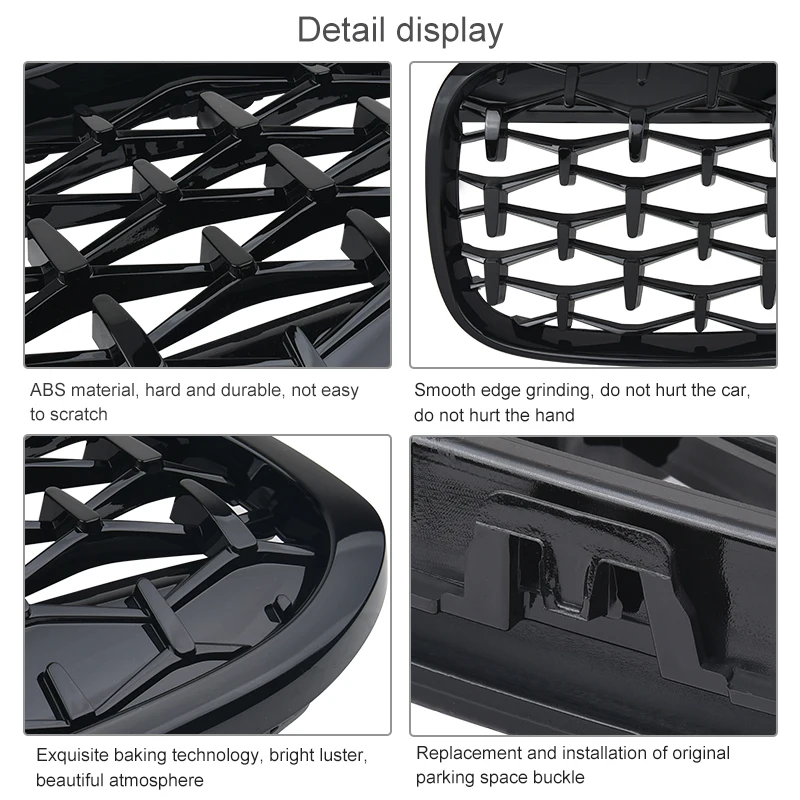 SPEEDWOW автомобиля черных масок Diamond Передняя решетка ABS гоночный автомобиль для BMW X1