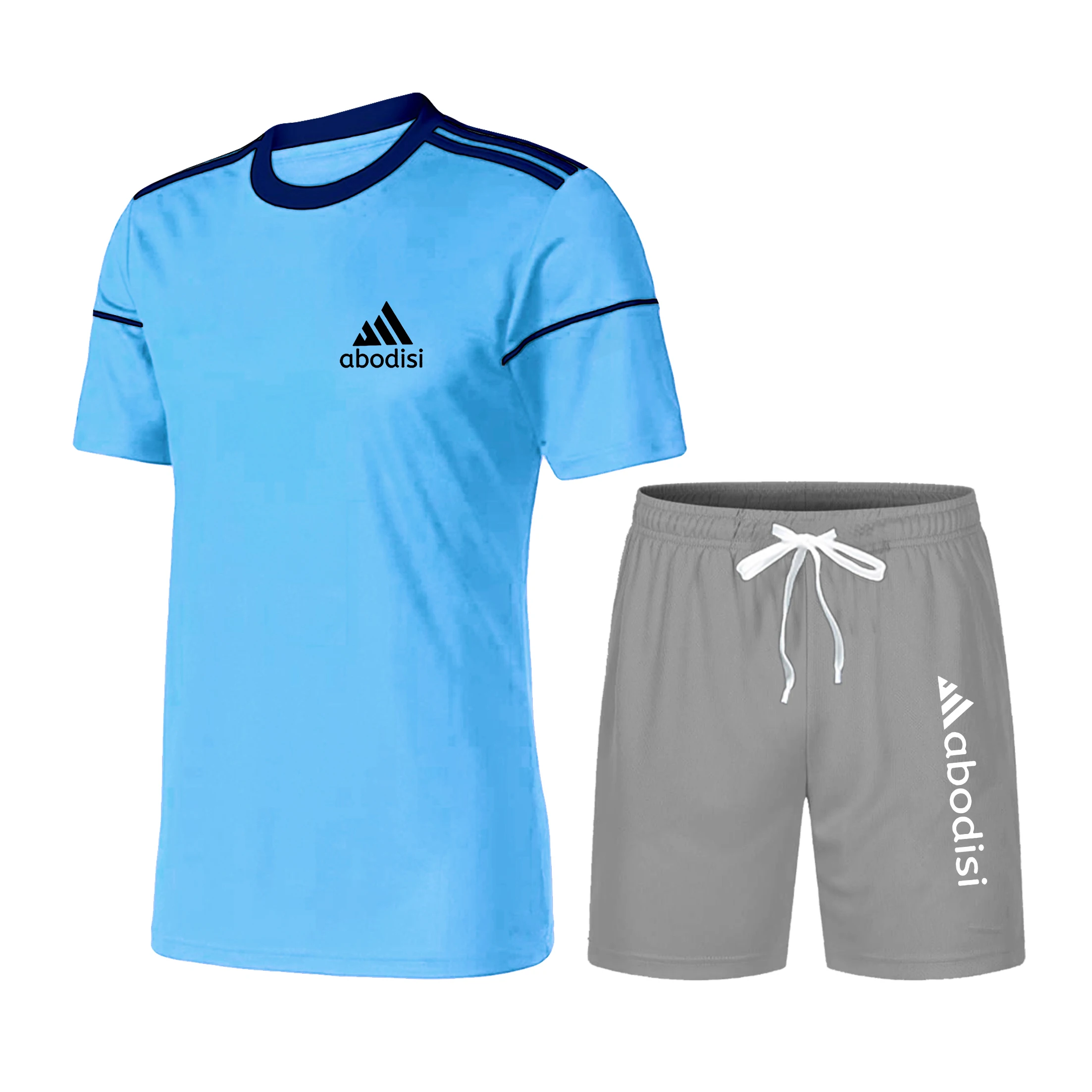 

2021 new sports T-shirt casual pants suit 2-piece set men's casual short-sleeved cotton top cool T-shirt summer cycling clothing