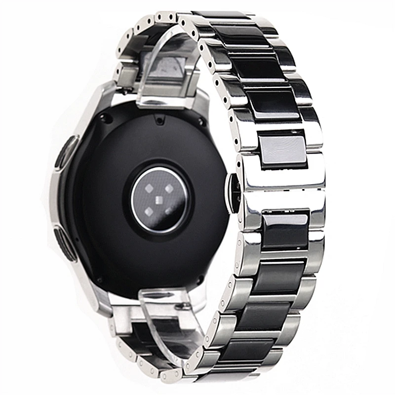 20 22mm Stainless Steel and Ceramic Watchbands for Samsung Galaxy S2 3 4 46 42mm Huawei XiaomiAMAZFIT Watch Strap Bracelet Belt