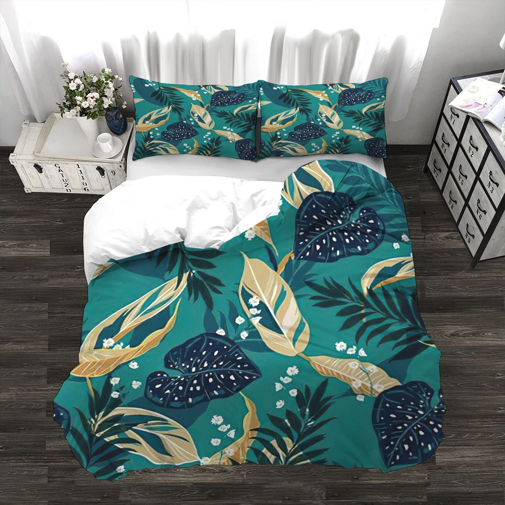 

Blue Palm Trees Pattern 3pcs Duvet Cover Set Durable Comforter Cover AU US UK Size 3D Print Tropical Bedding Set