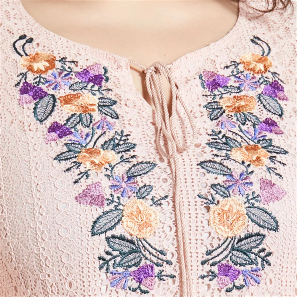 

Dubai Arab Muslim Lace Long Dress Women Embroidery Abaya Turkish Middle East Turkish Ramadan Islamic Clothing Plus Size Fashion