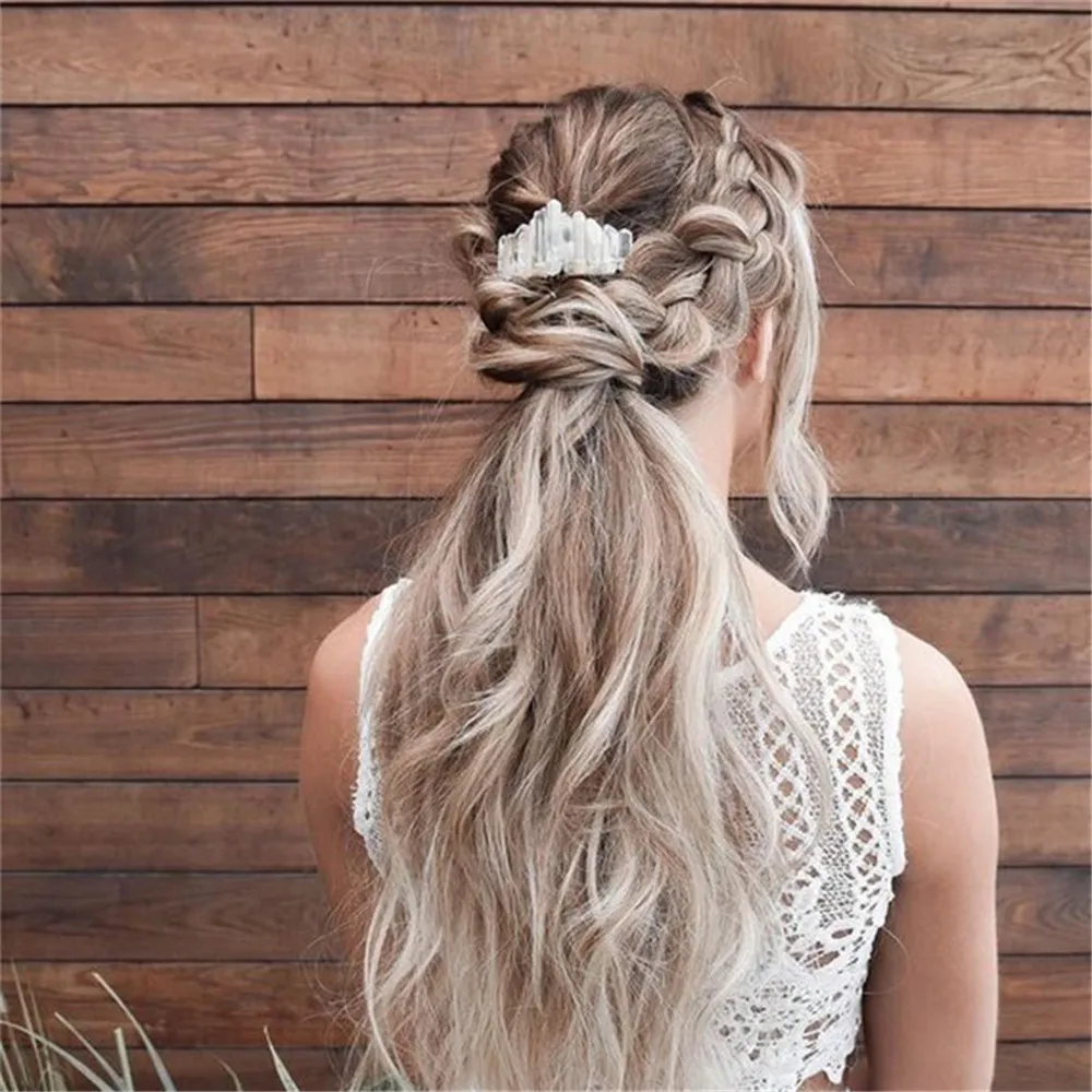 Изысканная Корона Стрекозы с кварцевым кристаллом ауры Натуральный