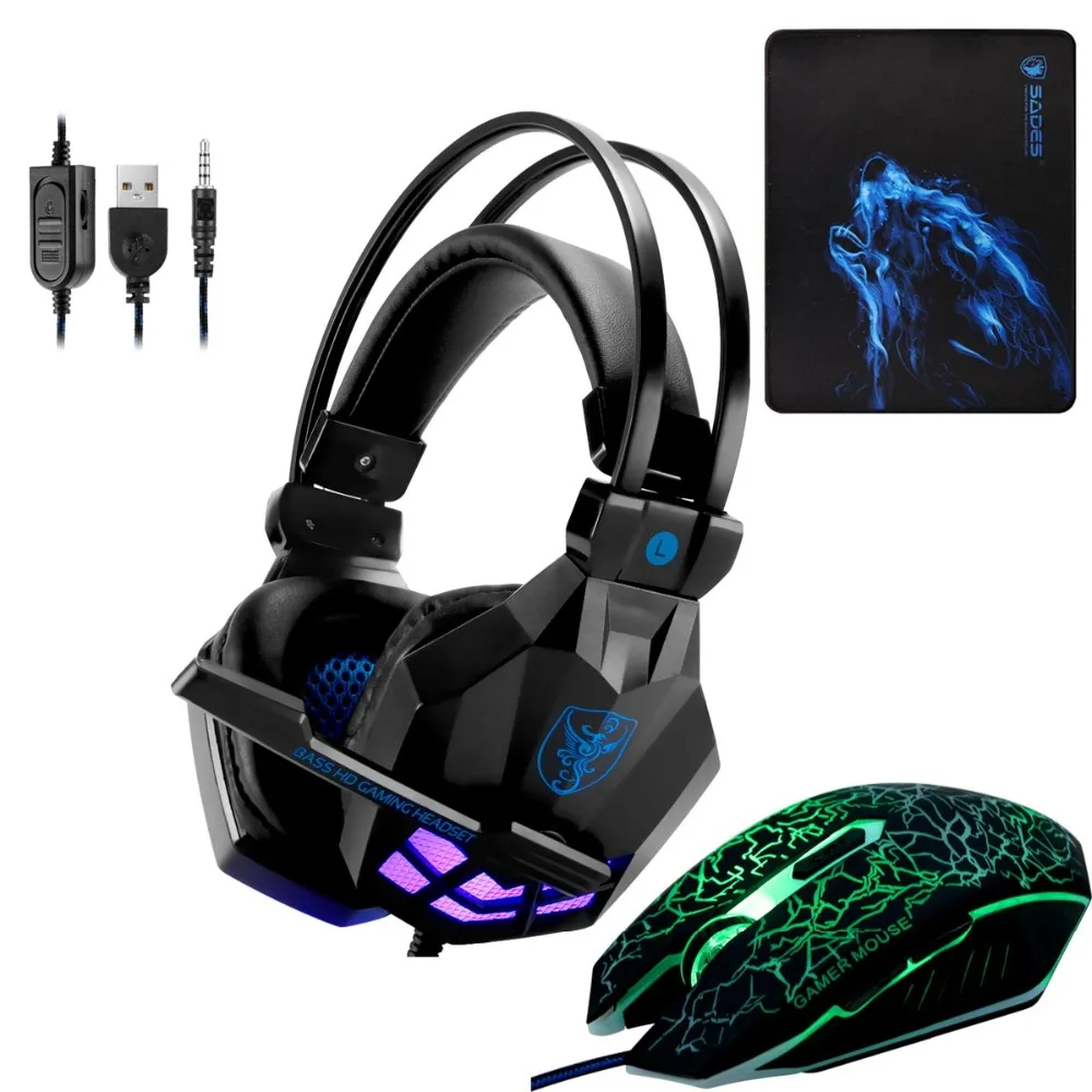Led 3,5 мм наушники игровая гарнитура с микрофоном для геймеров ПК PS4 игры Стерео Игровые наушники с микрофоном для компьютера