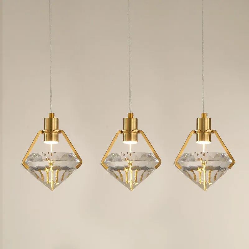 

K9 Crystal Luxury LED Pendant Light Postmodern Bedroom Bedside Simple Hanging Lamp Restaurant Bar Single Head Luxury Fixtures