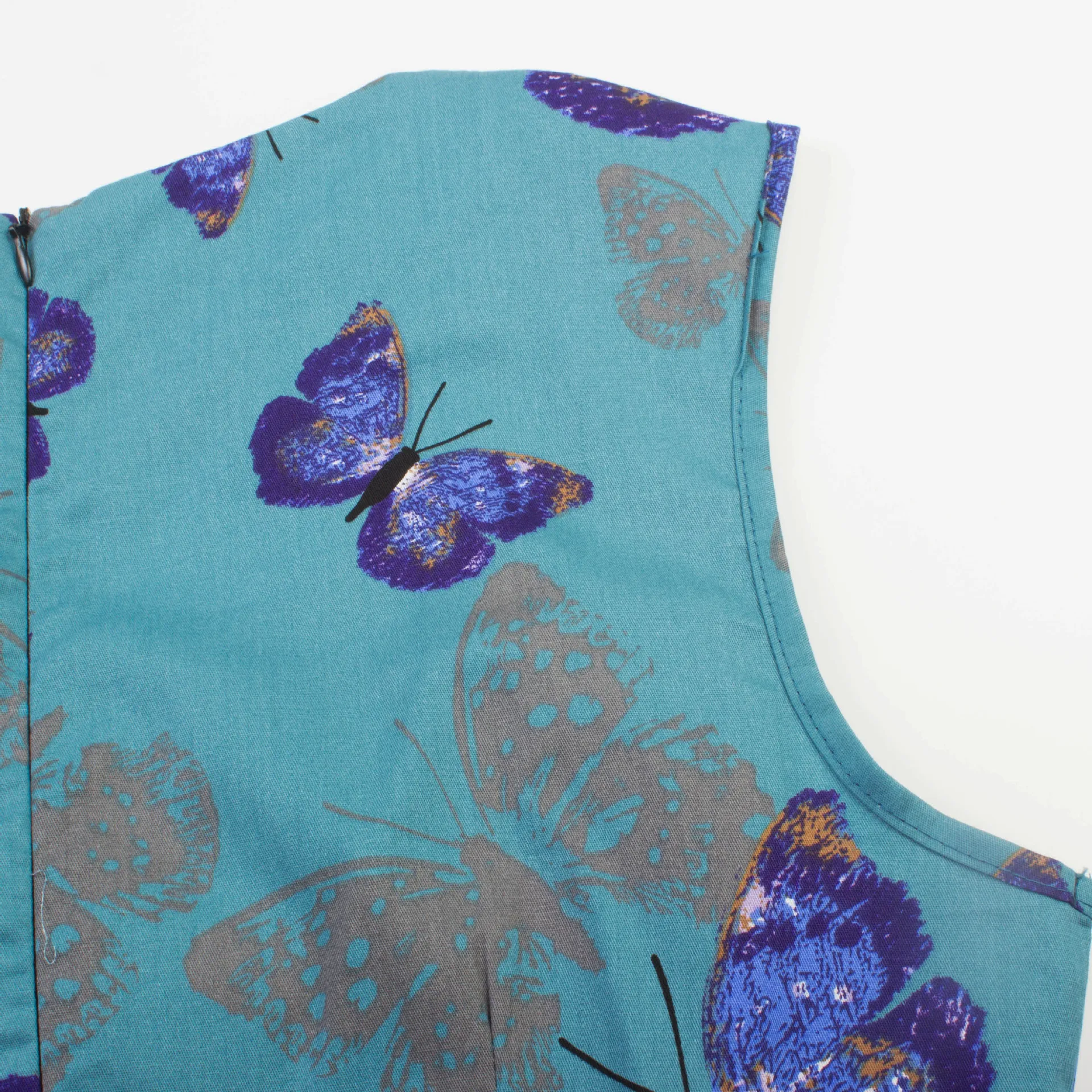 

Vestidos De Fiesta De Noche Fashion Butterfly Print Elegant Knee Length Cocktail Dress Women Blue A-Line Party Dress