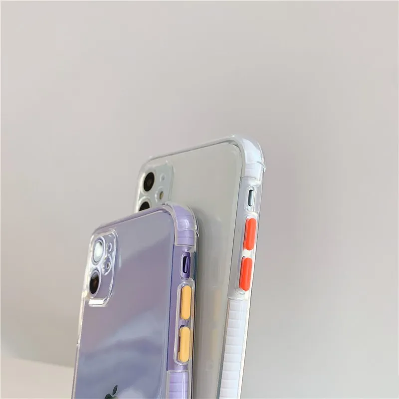 

Candy Color Bumper Clear Phone Case For Iphone 7 8 Plus 11 12 Pro Mini X XS MAX XR SE 2020 Camera Protect Shockproof Back Cover