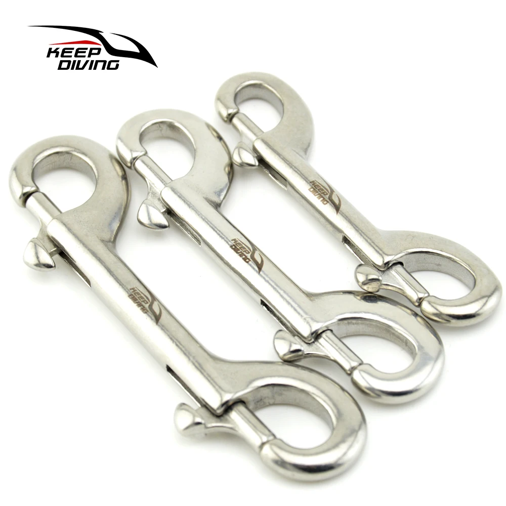 

Diving 316 stainless steel white 90/100/115MM diving double hook spring buckle hanging buckle BCD safety equipment