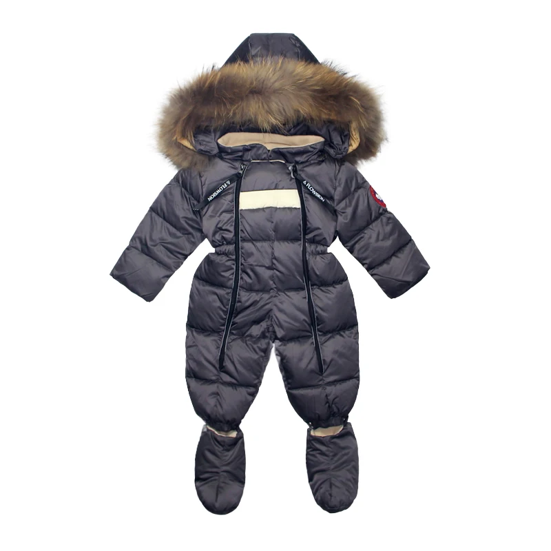 Новая зимняя одежда для малышей утепленные теплые комбинезоны с капюшоном