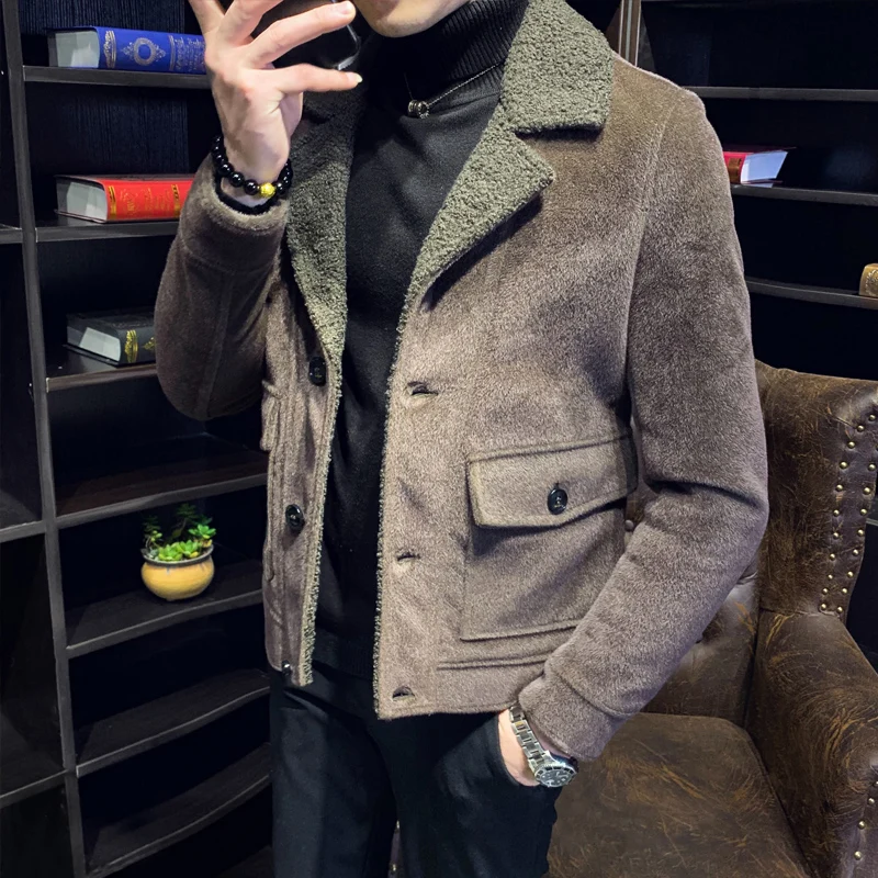 

Men's short paragraph 2021 autumn and winter new jacket Slim Korean version of the trend handsome casual thick woolen coat