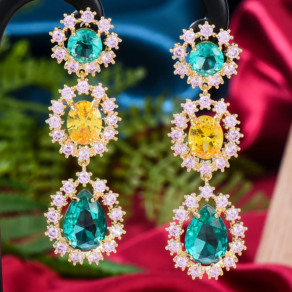 

missvikki Trendy Gorgeous Sparkly Round Dangle Earrings For Women Wedding Party Bridal Girl Daily Earrings Jewelry High Quality