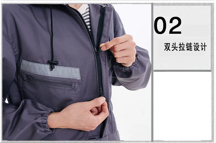 Unisex Woman Man Long Sleeve Pocket Hoodie Reflector Protective Coveralls Work Clothes Dustproof Wearproof Breathable Workshop |