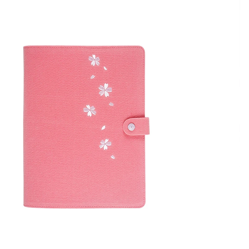 Cherry Fastener Pink Фетровая Обложка для ноутбука офисная тетрадь B5 большой блокнот планировщик ежедневных заметок многоразовые блокноты бизнес Канцтовары на заказ - Цвет: Cherry Fastener Pink