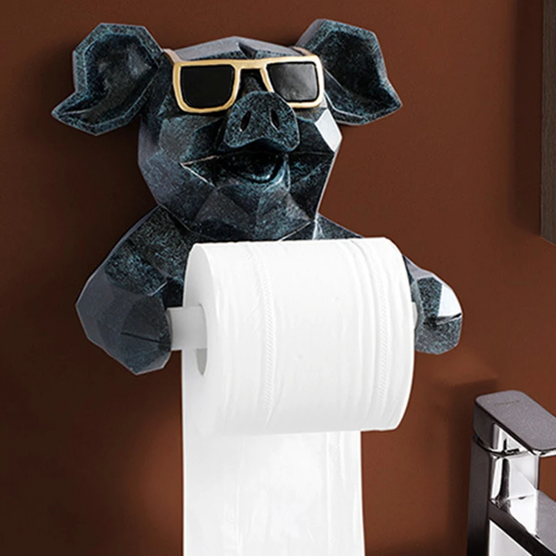 

Cartoon Toilet Paper Holder Wall Mounted Punch Free Tissue Stand Home Restaurant Indoor Art Craft Decor L5