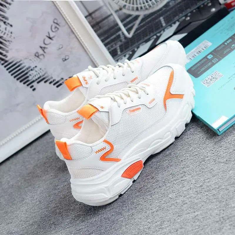 

Women's Chunky Sneakers Thick Bottom Platform Vulcanize Shoes Fashion Breathable Casual Running Shoe for Woman Female 2021