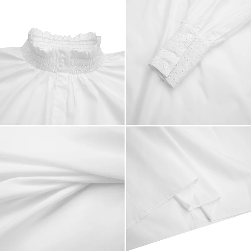 

Plus Size Women White Blouse Casual Long Sleeve Turtleneck Solid Color Tops 2021 VONDA Casual Blouse Summer Elegant Tops S-5XL