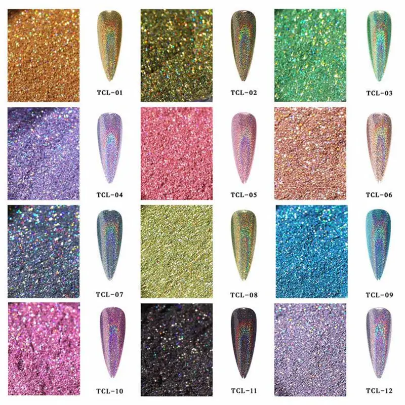 Голографическая пудра на ногтях лазерный Серебряный блестящий хромированный