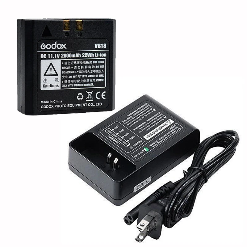 Godox Original VB18 2000MAH Spare Rechargeable Li-ion Battery VC-18 Charger for Flash Light V850 V850II V860C/N V860II-C/N/S/O/F