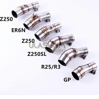 er6n r25 r3 gp adapter motorcycle exhaust middle pipe muffler link pipe middle section for kawasaki ninja 250 250r z250 z300 q