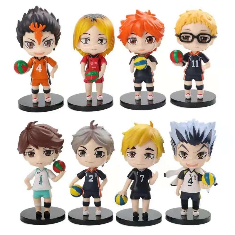 

7CM Haikyuu Q Version PVC Model Anime Tobio Kenma Kozume Shoyo Hinata Kotaru Bokuto Yu Nishinoya Action Figure Toys Kids Gifts