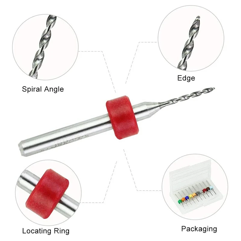 

50Pcs PCB Drill Bits Set Spiral Flute 0.3mm-1.2mm for Print Circuit Board Stone Jewelry CNC Engraving (5Pcs Each)