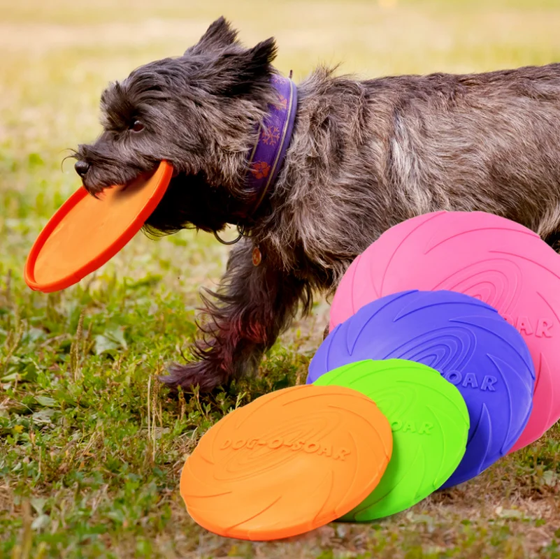 

Dog Flying Disk Pet Toy Bite Resistant Flying Disk Can Float Water Training Pet Supplies Rubber Flying Saucer Dog Training Toy