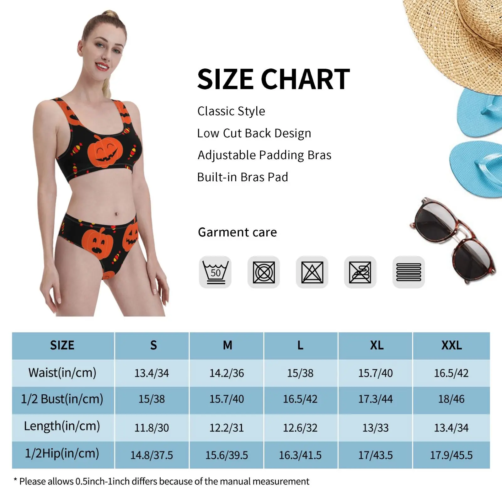 

Pumpkins Pumpkins Everywhere , Plus Candy! Swimsuit one piece Bikini Padded Thought Penguin Thoughtpenguin Halloween