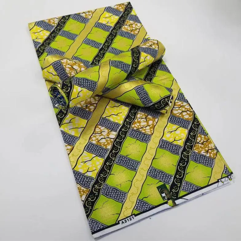 

Nigerian African Wax Fabric Cotton Print Batik Material Newest Ankara High Quality Hot Golden Pagne 6 Yards For Sewing