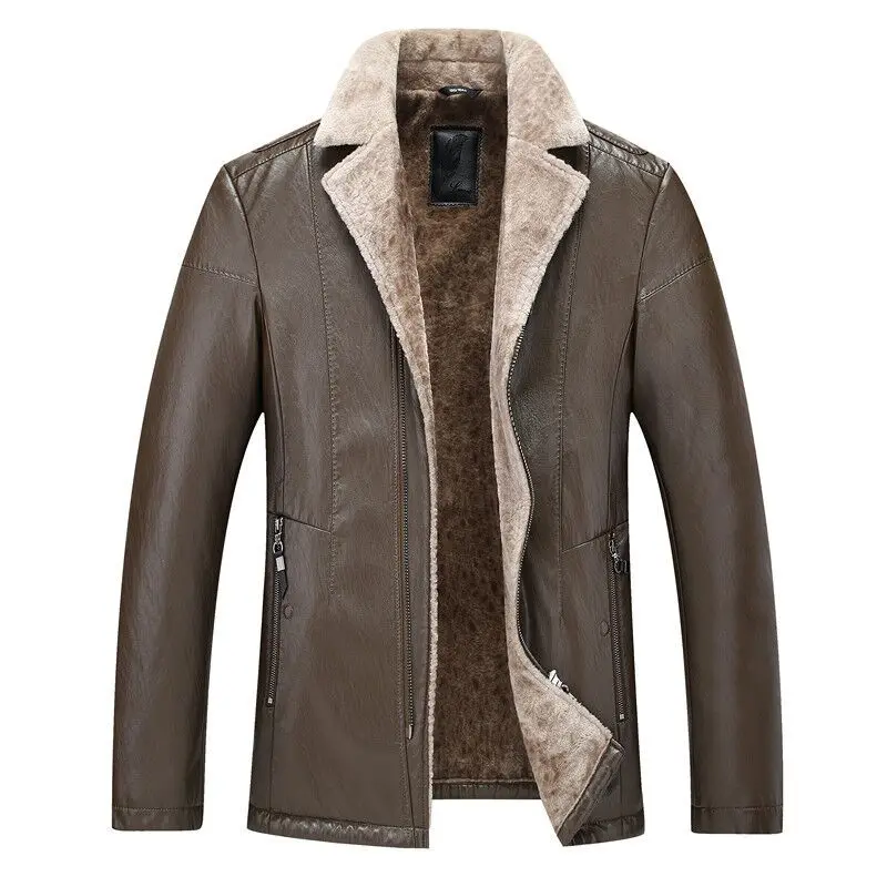 

men Winter big genuine size leather coats pigskin pilot jacket faux lamb wool motorcycle jackets manteau veste cuir homme