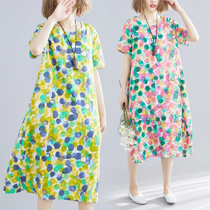 Женское хлопково льняное платье с коротким рукавом облегающее до середины икры