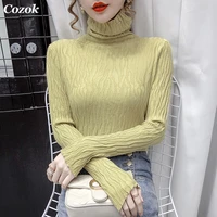 2021 autumn women basis turtleneck knitted sweater slim warm bottoming shirts casual solid long sleeve pullover female tops