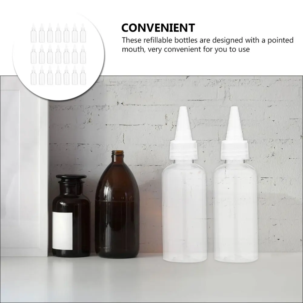 

30Pcs 60ml Bottle Pointed Mouth Bottles for Lotion Liquid Condiment