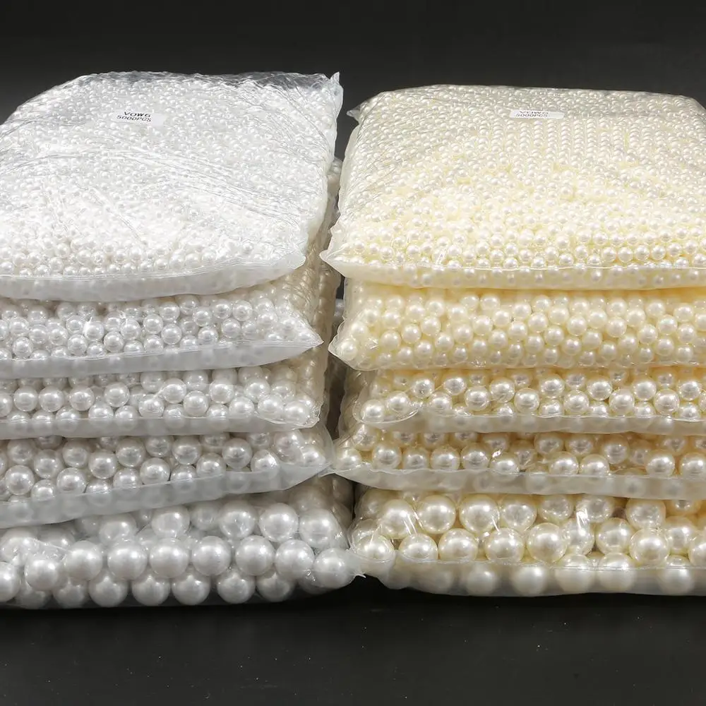 Круглые бусины искусственный пластиковый жемчуг белого цвета слоновой кости без