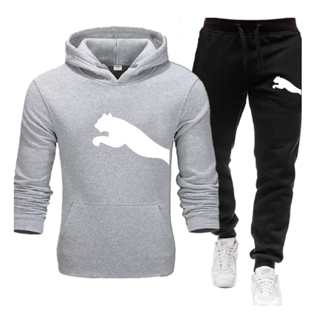 

Men's Sports Sweatshirt And Pants Set 2 Piece Set Sportswear Autumn Cotton Fleece Jogging Tracksuit Fashion Brand Printing
