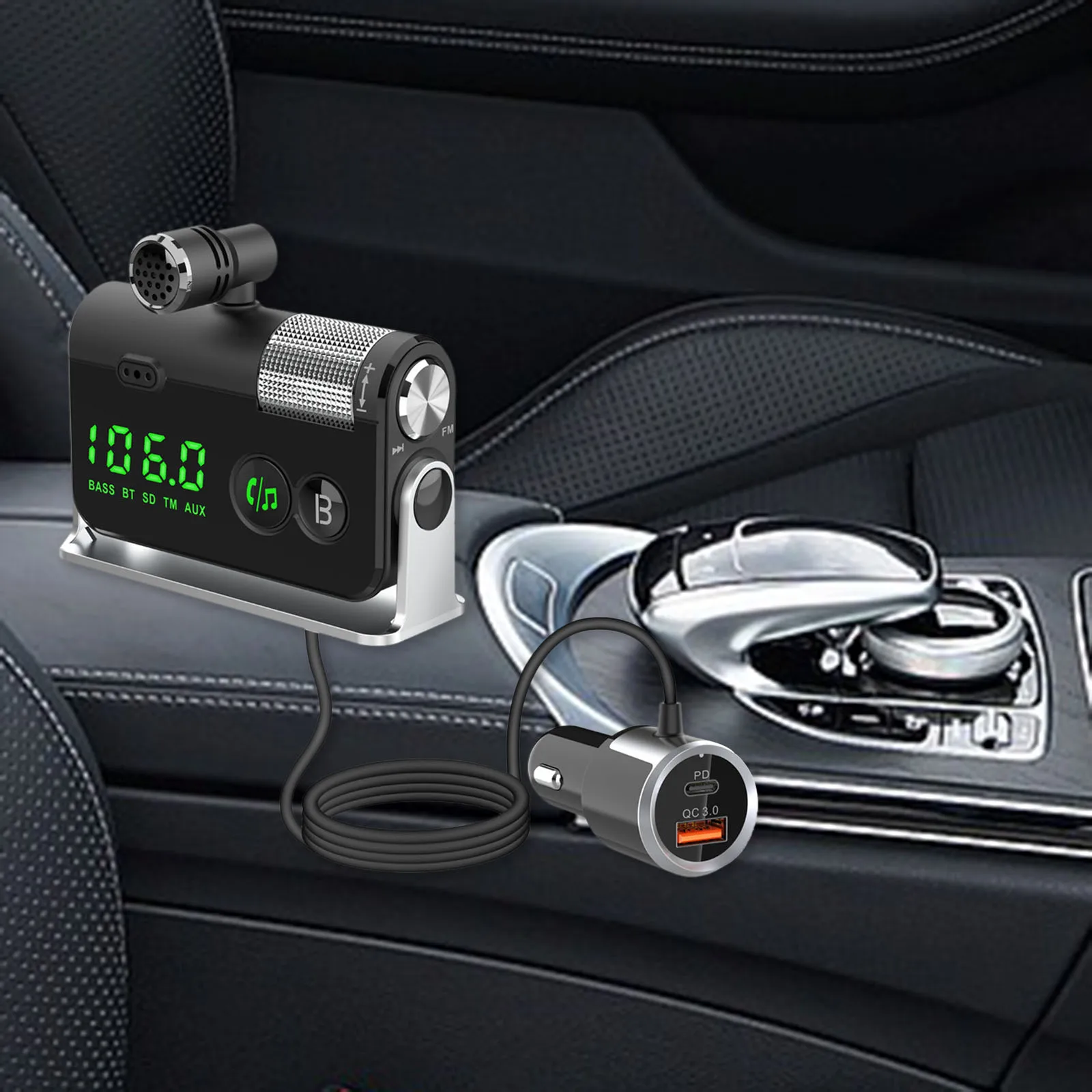 Bluetooth FM Transmitter Plug-in Microphone Wireless Car Kit for iOS Phones |