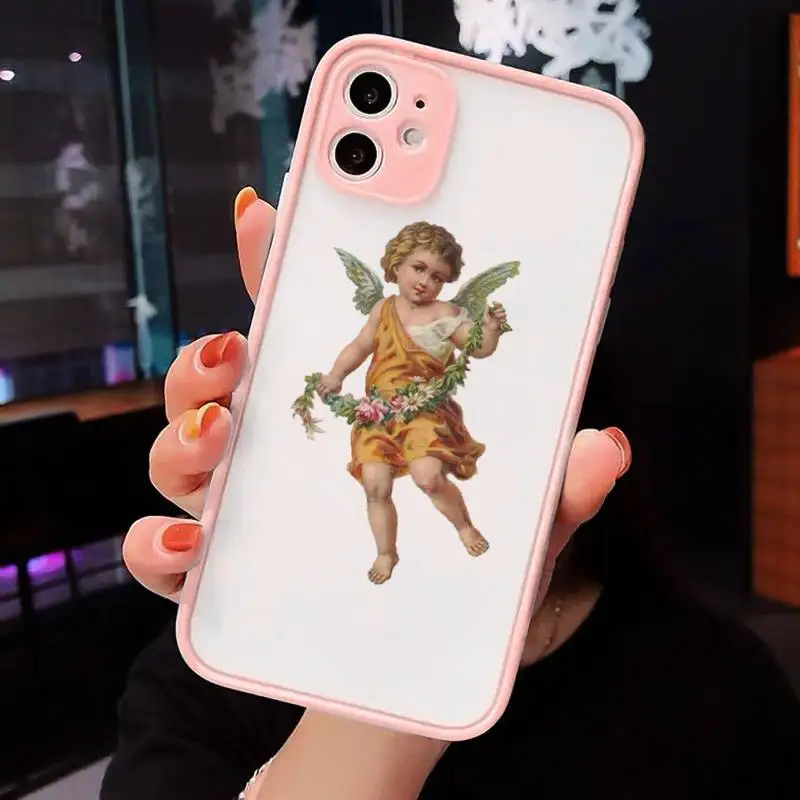 

angel retro cute Renaissance Phone Cases matte transparent For iphone 7 8 11 12 plus mini x xs xr pro max cover