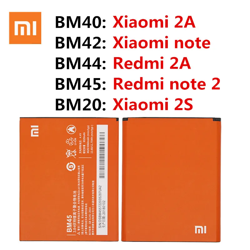 Сменный аккумулятор XIAOMI note BM42 100% оригинал BM45 Redmi 2 BM44 2A BM40 Xiaomi BM20 2s | Мобильные