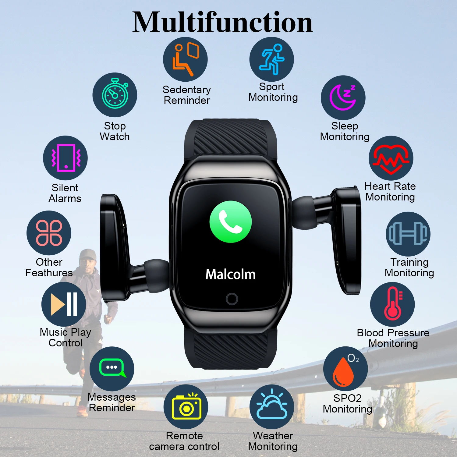

New Wireless Bluetooth Headset Smart Watch Heart Rate Blood Pressure Monitor Smartwatches Men Women Waterproof Sports Bracelet