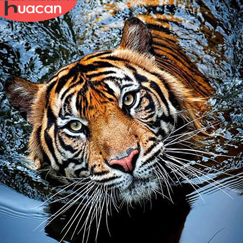 HUACAN Алмазная картина Новые квадратные камни животные мозаика алмаз тигр